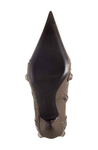 Shop Balenciaga Cagole Pointed Toe Bootie In Cold Brown