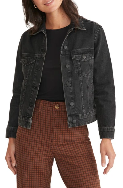 Marine Layer Oversize Denim Jacket In Washed Black