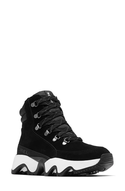 Shop Sorel Kinetic Impact Conquest Waterproof Sneaker Bootie In Black/ Sea Salt