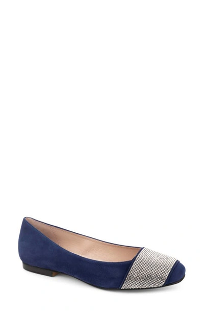 Shop Patricia Green Milan Embellished Ballet Flat In Navy Suede