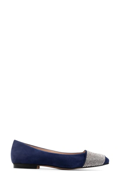 Patricia Green Milan Embellished Ballet Flat In Navy Suede