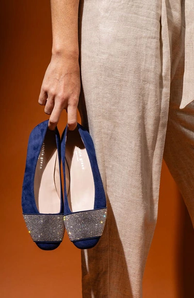 Patricia Green Milan Embellished Ballet Flat In Navy Suede