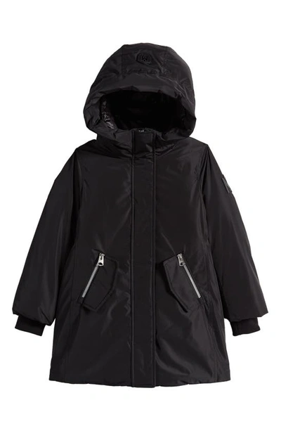 Shop Mackage Kids' Shayna-t 800 Fill Power Down Jacket With Bib In Black