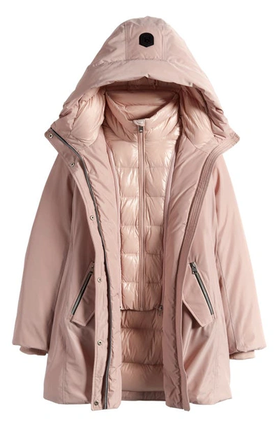 Shop Mackage Kids' Shayna-t 800 Fill Power Down Jacket With Bib In Petal