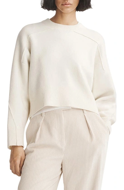 Shop Rag & Bone Bridget Crewneck Wool Blend Crop Sweater In Ivory