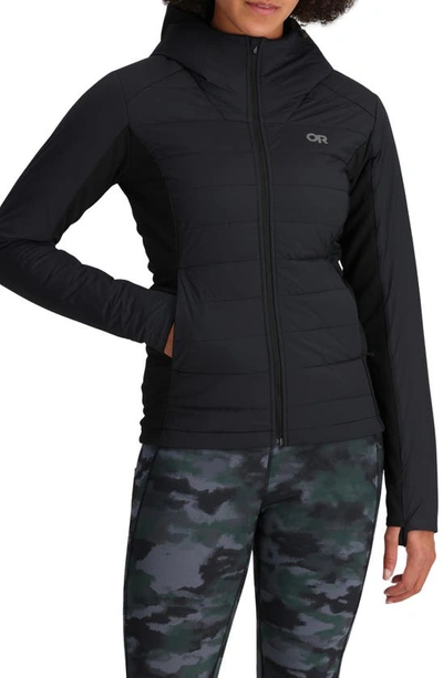 Shop Outdoor Research Shadow Water Resistant Insulated Hooded Jacket In Black