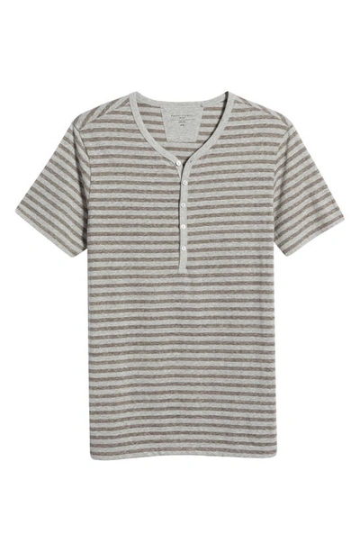Shop Daniel Buchler Heathered Stripe Recycled Cotton Blend Henley Pajama T-shirt In Grey Stripe