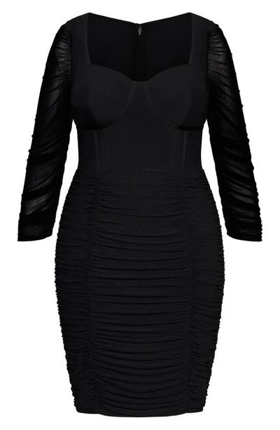 City Chic Three-quarter Sleeve Bustier Minidress In Black