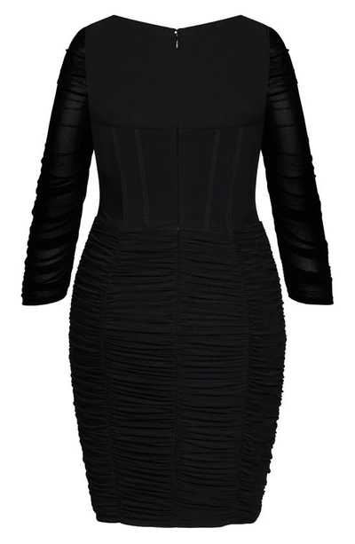 City Chic Three-quarter Sleeve Bustier Minidress In Black