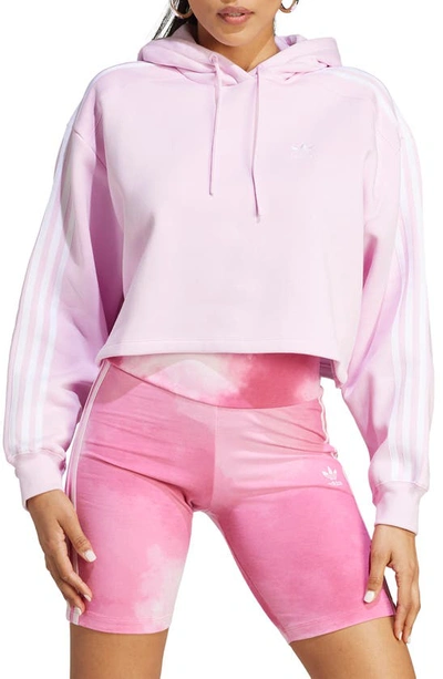 Shop Adidas Originals Classic Crop Hoodie In Orchid Fusion