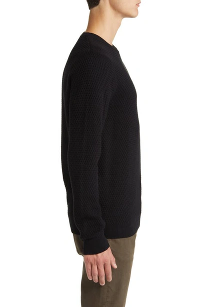 Shop Nordstrom Popcorn Stitch Cotton Blend Crewneck Sweater In Black