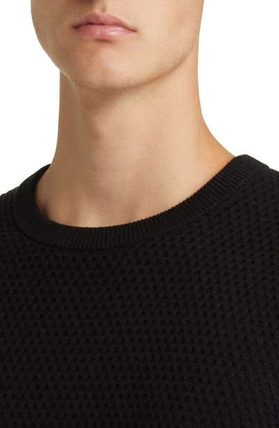Shop Nordstrom Popcorn Stitch Cotton Blend Crewneck Sweater In Black