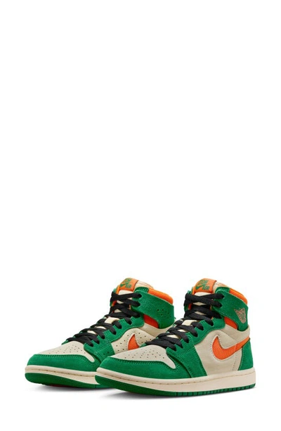 Shop Jordan Air  1 Zoom Comfort 2 High Top Sneaker In Pine Green/ Orange/ Muslin