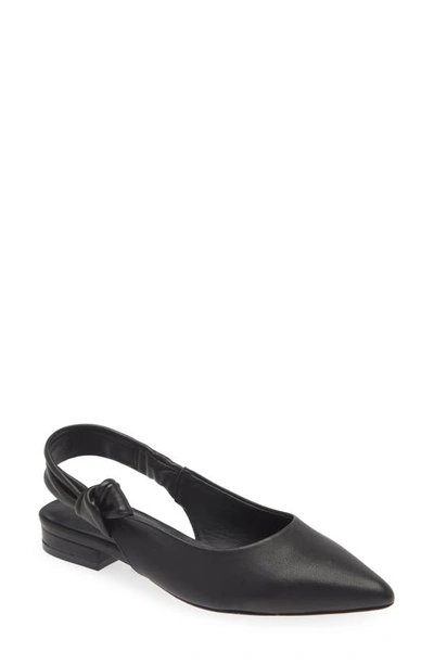 Shop Koko + Palenki Understated Slingback Pointed Toe Flat In Black Leather