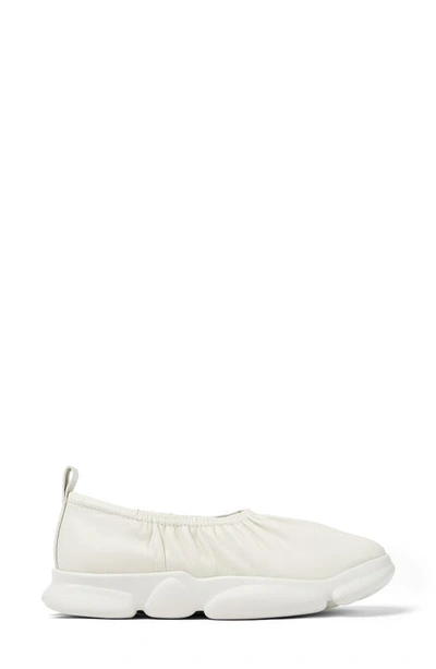 Camper Karst Leather Ballerina Shoes In White Natural