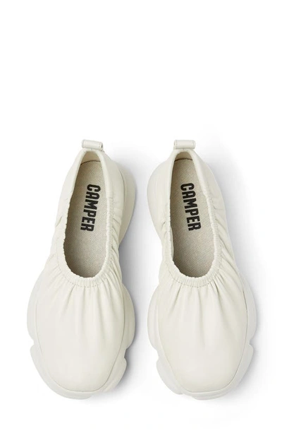 Camper Karst Leather Ballerina Shoes In White Natural