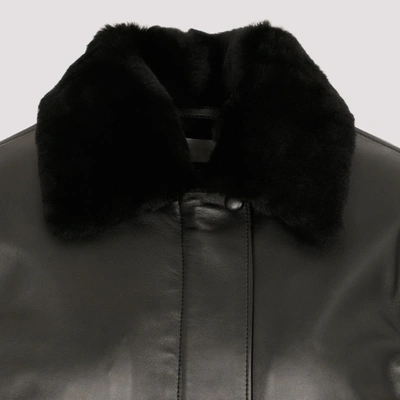 Shop Chloé Black Bomber Leather Jacket