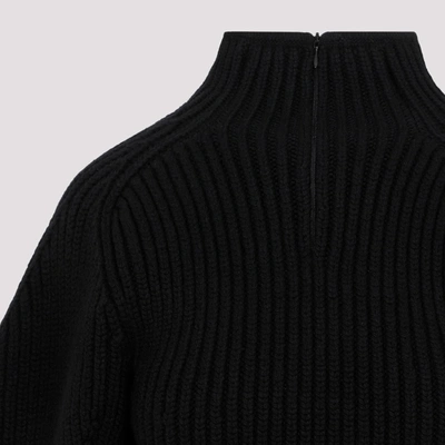 Shop Alaïa Rib High Neck Sweater In Black