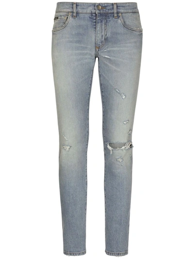 Shop Dolce & Gabbana Denim Cotton Jeans In Clear Blue