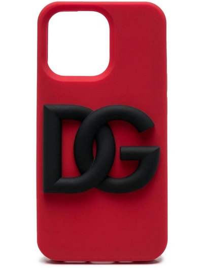 Shop Dolce & Gabbana Iphone 13 Pro Cover With Logo In Red