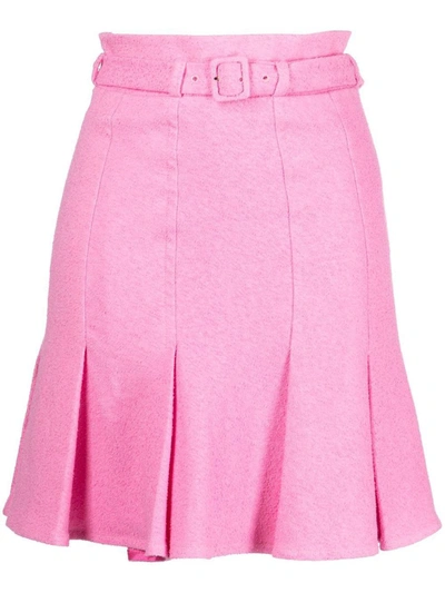 Shop Patou Belted High-waisted Skirt In Pink