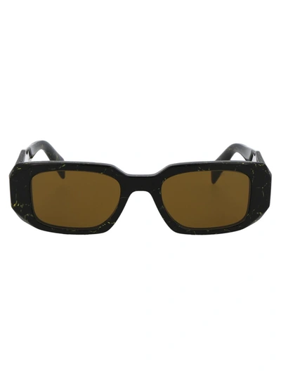 Shop Prada Sunglasses In 19d01t Black/yellow Marble