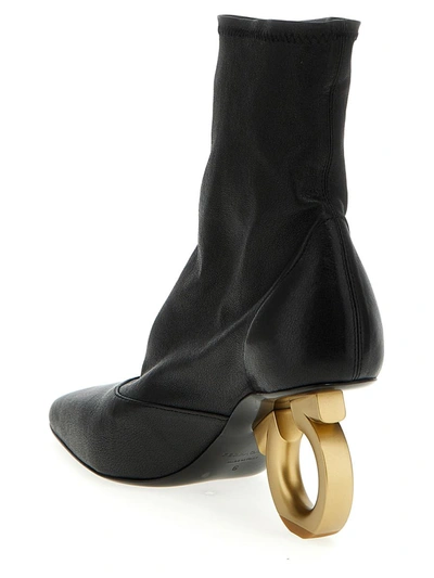 Ferragamo Leather Bootie In Black
