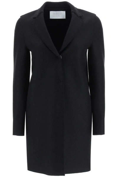 Shop Harris Wharf London Single-breasted Coat In Pressed Wool In Black