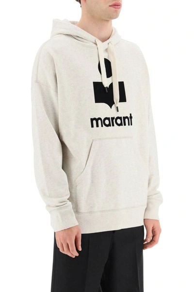 Shop Isabel Marant Marant 'miley' Hoodie With Flocked Logo In Grey