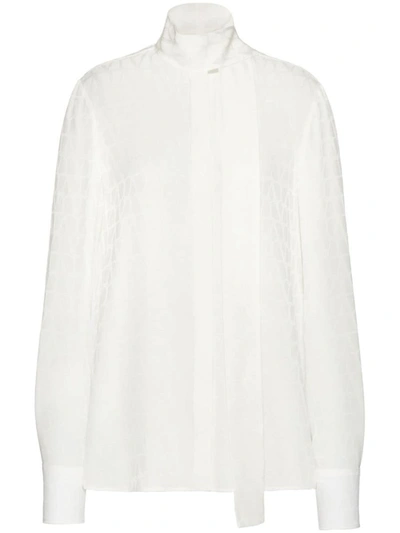 Shop Valentino Toile Iconographe Silk Shirt In White