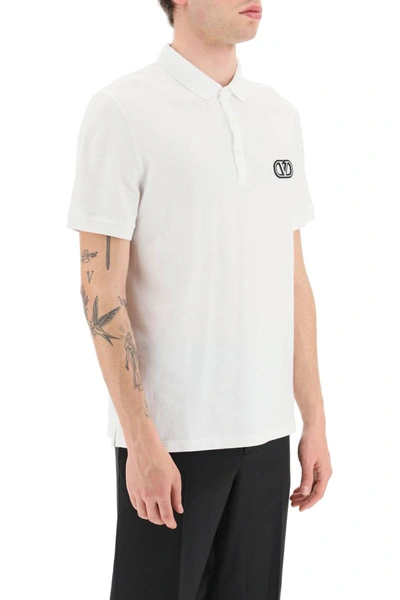 Shop Valentino Vlogo Signature Polo Shirt In White