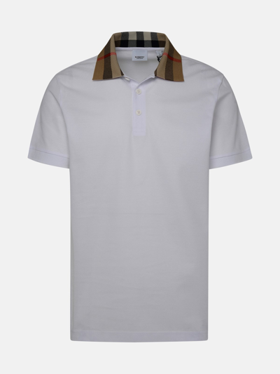 Shop Burberry Cody White Cotton Polo Shirt