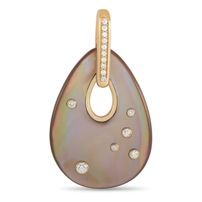 Shop Kabana 14k Yellow Gold 0.21 Ct Diamond And Mother Of Pearl Pendant In Multi-color