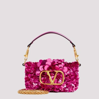 Loco Small Sequined Shoulder Bag in Pink - Valentino Garavani
