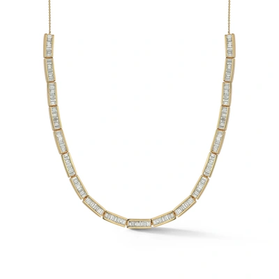 Shop Dana Rebecca Designs Sadie Pearl Channel Set Baguette Tennis Necklace In Yellow Gold