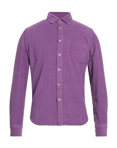 Shop Portuguese Flannel Man Shirt Mauve Size M Cotton In Purple