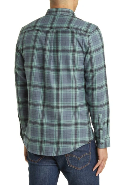 Shop 14th & Union Grindle Trim Fit Flannel Shirt In Navy- Green Cascade Plaid