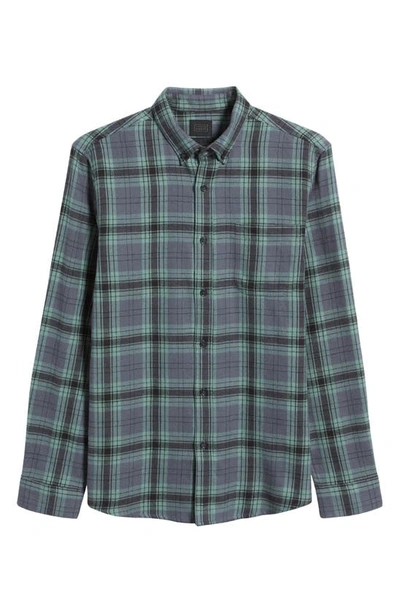 Shop 14th & Union Grindle Trim Fit Flannel Shirt In Navy- Green Cascade Plaid