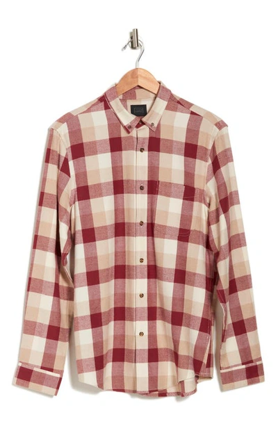 Shop 14th & Union Grindle Trim Fit Flannel Shirt In Red- Ivory Check Buffalo