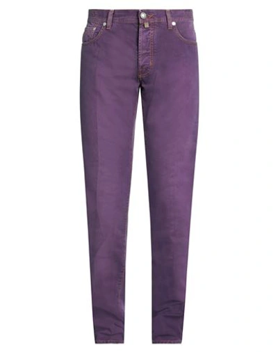 Shop Jacob Cohёn Man Jeans Purple Size 36 Cotton