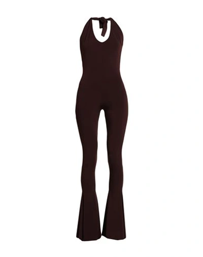 Shop Cinqrue Woman Jumpsuit Cocoa Size M Polyester, Elastane In Brown