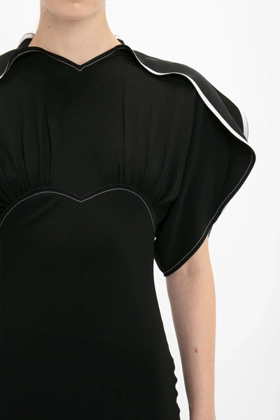 Shop Victoria Beckham Drape Sleeve Midi Dress In Black