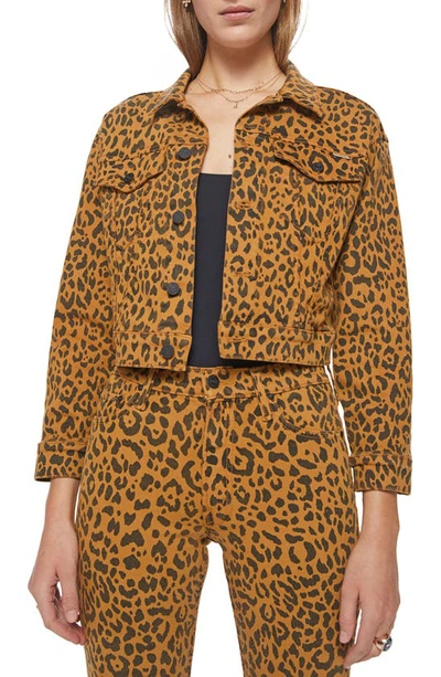 Shop Mother The Big Shorty Leopard Print Cotton Blend Trucker Jacket In Hit The Spot