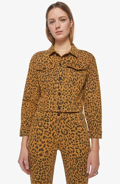 Shop Mother The Big Shorty Leopard Print Cotton Blend Trucker Jacket In Hit The Spot