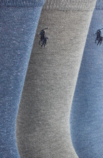 Shop Polo Ralph Lauren 3-pack Combed Cotton Blend Crew Socks In Heath