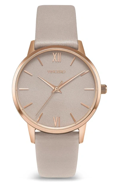 Shop Vincero Eros Petite Leather Strap Watch, 33mm In Rose Gold/ Taupe