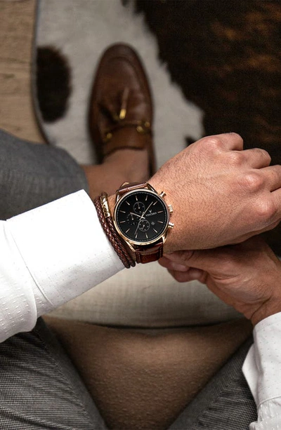 Vincero The Chrono S2 Chronograph Leather Strap Watch, 43mm In Rose Gold