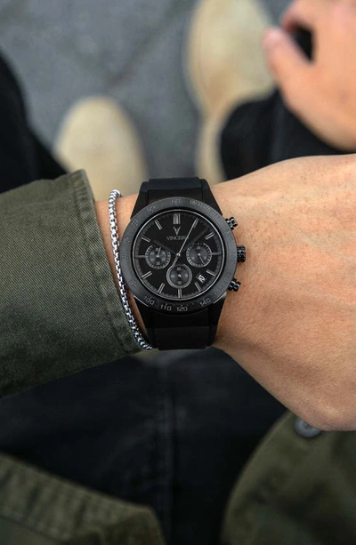 Vincero The Rogue Chronograph Silicone Strap Watch, 43mm In Black