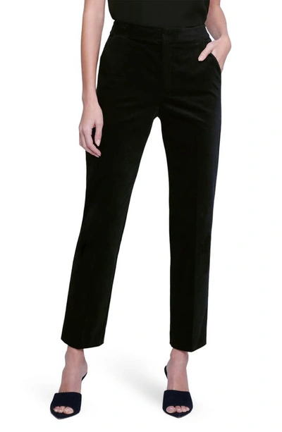 Shop L Agence Rebel Slim Fit Stretch Cotton Ankle Trousers In Black