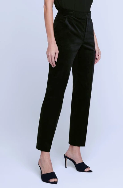 Shop L Agence Rebel Slim Fit Stretch Cotton Ankle Trousers In Black